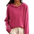 thumbnail image 1 of TKLPEHG Womens Hooded Sweaters Long Sleeve Knitted Pullover Tops Casual Drawstring Hoodies Fall Winter Tops (Hot Pink,M), 1 of 6
