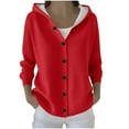 thumbnail image 1 of TKLPEHG Womens Hoodies Coats Long Sleeve Button Up Sweatshirts Jackets Spring Fall Fashion Casual Loose Outerwear (Red,S), 1 of 6