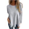 TKLPEHG Womens Long Sleeve Tops Casual Crew Neck Knitted Bottoming Shirts Lightweight Fashion Leisure Comfy Classic Solid Color Loose Blouses (Gray,XXXXL)