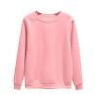 TKLPEHG Womens Long Sleeve Tops Crew Neck Pullover Tops Casual Fashion Classic Solid Color Lightweight Loose Pullover (Pink,XXXXL)