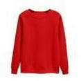 thumbnail image 1 of TKLPEHG Womens Long Sleeve Tops Crew Neck Pullover Tops Casual Fashion Classic Solid Color Lightweight Loose Pullover (Red,XXXXL), 1 of 5