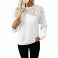 thumbnail image 1 of TKLPEHG Womens Long Sleeve Tops Dressy Casual Round Neck Elegant Shirts Flower Print Loose Fit Solid Color Fall Fashion Pullover (White,XL), 1 of 9