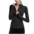 thumbnail image 1 of TKLPEHG Womens Long Sleeve Workout Tops Quarter Zip Pullover Casual Comfy Crop Athletic Slim Yoga Shirts (Black,L), 1 of 7