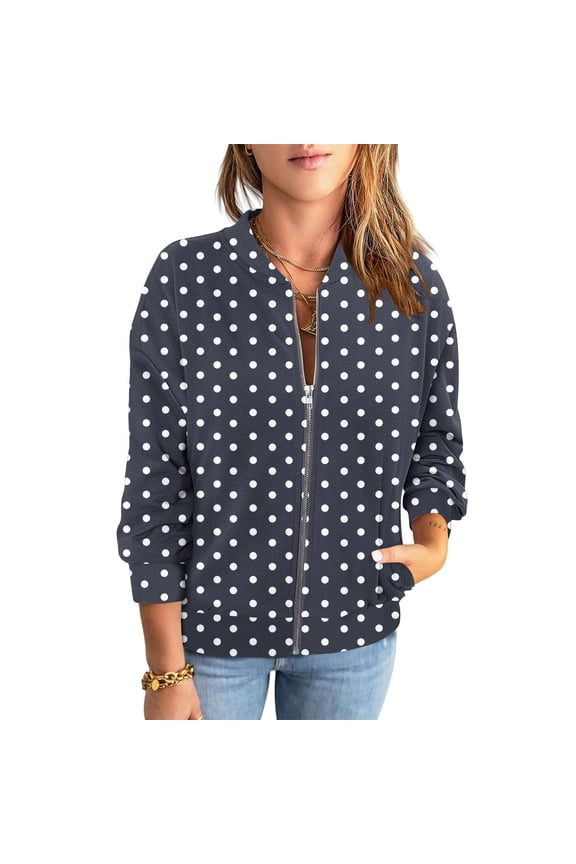 Womens Loose Casual Jacket Coats Vintage Full Zip Jackets Fashion Spring Fall Clothes Outerwear (Navy,XXL)