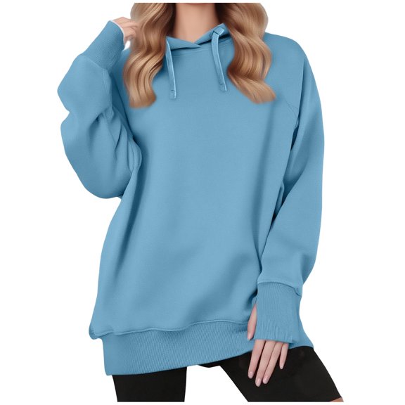 TKLPEHG Womens Oversized Hoodies Casual Cute Sweatshirts Long Sleeve Hooded Fashion Sweatshirt Loose Comfy Trendy Fall Winter Clothes (Sky Blue,S)