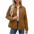 thumbnail image 1 of TKLPEHG Womens Oversized Puffer Jacket Casual Button Lapel Quilted Jackets Winter Long Sleeve Outwear Coats With Pockets (Coffee,XXXXL), 1 of 9