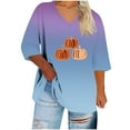 thumbnail image 1 of TKLPEHG Womens Plus Size Thanksgiving Shirts for Women Fall Fashion V Neck Pumpkin T-Shirt Casual Loose Short Sleeve Shirts (Sky Blue,XXL), 1 of 4