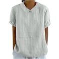 thumbnail image 1 of TKLPEHG Womens Short Sleeve Tops Crew Neck Cotton Linen Top Casual Loose Short Sleeve T Shirt Fashion Comfy Summer Clothes Solid Color Lightweight Blouses (Gray,XXL), 1 of 6