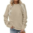 thumbnail image 1 of TKLPEHG Womens Sweatshirts Crew Neck Hoodless Sweatshirts Fashion Lightweight Classic Solid Color Loose Long Sleeve Casual Pullover (Beige,XXXXL), 1 of 6