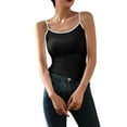 thumbnail image 1 of TKLPEHG Womens Tank Tops Crewneck Spaghetti Strap Shirt Fashion Classic Solid Color Casual Loose Lightweight Comfy Sleeveless T Shirts Blouses (Black,L), 1 of 8