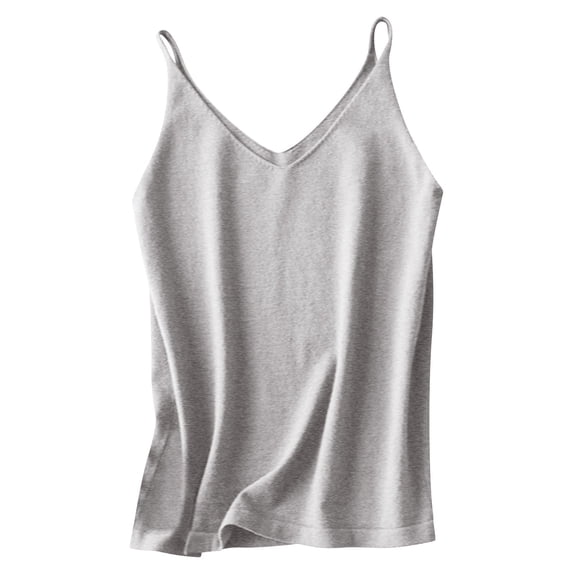TKLPEHG Womens Tank Tops V-Neck Spaghetti Strap Top Casual Loose Shirts Going Out Tops Summer Sleeveless T Shirts Solid Color Fashion Blouses (Gray,M)