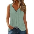 thumbnail image 1 of TKLPEHG Womens Tank Tops V-Neck Zipper Eyelet Top Summer Clothes Lightweight Fashion Loose Sleeveless T Shirt Solid Color Casual Comfy Blouses (Green,L), 1 of 5