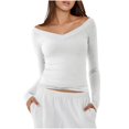 thumbnail image 1 of TKLPEHG Womens Tops Dressy Casual Crew Neck Tight Slim Shirt Solid Color Lightweight Fall Tops Fashion Long Sleeve T Shirt Comfy Blouses Pullover (White,S), 1 of 8