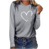 TKLPEHG Womens Tops Dressy Crew Neck Basic Tops Lightweight Long Sleeve Classic Heart Print Loose Fashion Casual Comfy Blouses (Gray,L)