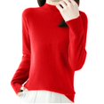thumbnail image 1 of TKLPEHG Womens Tops Dressy Crew Neck Knitted Sweater Casual Lightweight Fall Tops Solid Color Loose Comfy Long Sleeve T Shirt Fashion Blouses Pullover (Red,XXL), 1 of 6