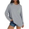 thumbnail image 1 of TKLPEHG Womens Tops Dressy Crew Neck Pullover Tops Lightweight Loose Long Sleeve Casual Comfy Fashion Classic Solid Color Blouse (Dark Gray,S), 1 of 7