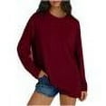 thumbnail image 1 of TKLPEHG Womens Tops Dressy Crew Neck Pullover Tops Lightweight Loose Long Sleeve Casual Comfy Fashion Classic Solid Color Blouse (Red,M), 1 of 8