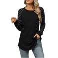 thumbnail image 1 of TKLPEHG Womens Tops Long Sleeve Crew Neck Raglan Sleeve Tunic Tops Loose Casual Fashion Classic Solid Color Lightweight Blouse (Black,L), 1 of 4