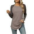 thumbnail image 1 of TKLPEHG Womens Tops Long Sleeve Crew Neck Raglan Sleeve Tunic Tops Loose Casual Fashion Classic Solid Color Lightweight Blouse (Coffee,S), 1 of 4