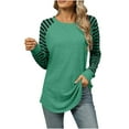 thumbnail image 1 of TKLPEHG Womens Tops Long Sleeve Crew Neck Raglan Sleeve Tunic Tops Loose Casual Fashion Classic Solid Color Lightweight Blouse (Green,XXL), 1 of 4