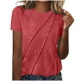 thumbnail image 1 of TKLPEHG Womens Tops Short Sleeve Crew Neck Solid Color Graphic Tee Comfy Fashion Summer Loose Casual Outfits (Watermelon Red,L), 1 of 5