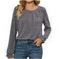 thumbnail image 1 of TKLPEHG Womens Tunic Tops Crew Neck Pleated Tunic Tops Fashion Classic Solid Color Long Sleeve Loose Lightweight Casual Comfy Blouses (Gray,S), 1 of 4