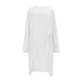 thumbnail image 1 of TKLPEHG Womens Tunic Tops Irregular Hem Long Sleeve Dresses for Women Fall Loose Crew Neck Dressy Casual Slit High Low Tunic Shirts (White,XL), 1 of 6