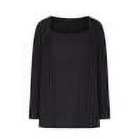 TKLPEHG Womens Tunic Tops Square Neck Tunic Tops Lightweight Long Sleeve Fashion Loose Casual Comfy Classic Solid Color Blouse (Black,XL)