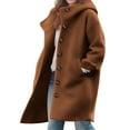 thumbnail image 1 of TKLPEHG Womens Winter Coats Button Hooded Long Wool Coat with Pocket Casual Loose Comfy Wool Trench Coat Jacket (Coffee,S), 1 of 6