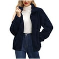 thumbnail image 1 of TKLPEHG Womens Winter Coats Fall Long Sleeve Zip Up Fleece Coat Casual Comfy Stand Collar Jackets Warm Fleece Lined Winter Coats (Dark Blue,S), 1 of 6