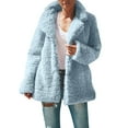 thumbnail image 1 of TKLPEHG Womens Winter Coats Long Sleeve Fleece Lapel Open Front Cardigans Coat Casual Warm Plush Jackets Outwear (Blue,XL), 1 of 4