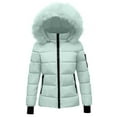 thumbnail image 1 of TKLPEHG Womens Winter Coats Quilted Thicken Warm Puffer Ski Jacket Hooded Waterproof Outdoor Comfy Down Jackets (Mint Green,L), 1 of 7
