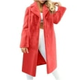 thumbnail image 1 of TKLPEHG Womens Winter Coats Warm Fleece Long Coat Open Front Long Cardigan Jacket Casual Long Sleeve Thickened Outerwear Overcoat (Red,L), 1 of 6