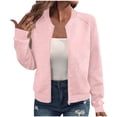 thumbnail image 1 of TKLPEHG Womens Zip Up Jackets Casual Stand Collar Zip Up Long Sleeve Coats Spring Fashion Comfy Coats Outerwear (Pink,XXXXL), 1 of 7