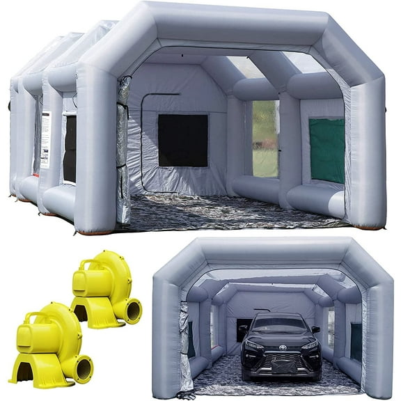 TKLoop 26X15X10Ft Inflatable Paint Booth Tent with Air Filter System, Larger Blow Up Spray Booth for Car Upgraded More Durable with Blower