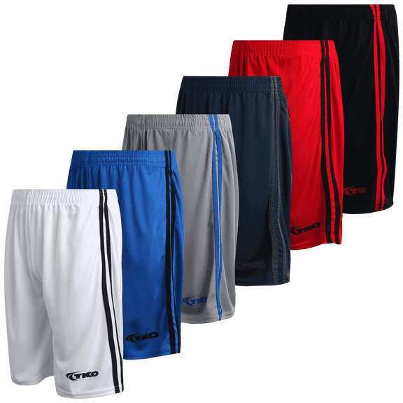 TKO Boys' 6-Pack Mesh Active Athletic Performance Dry Fit Basketball Shorts (8-16)