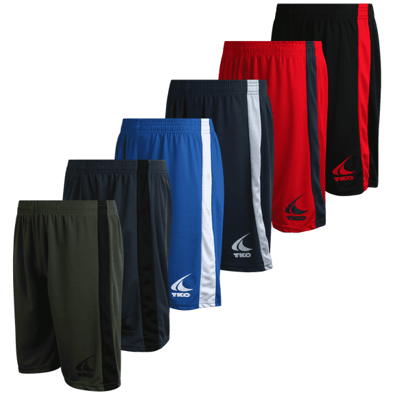TKO Boys' 6-Pack Mesh Active Athletic Performance Dry Fit Basketball Shorts (8-16)