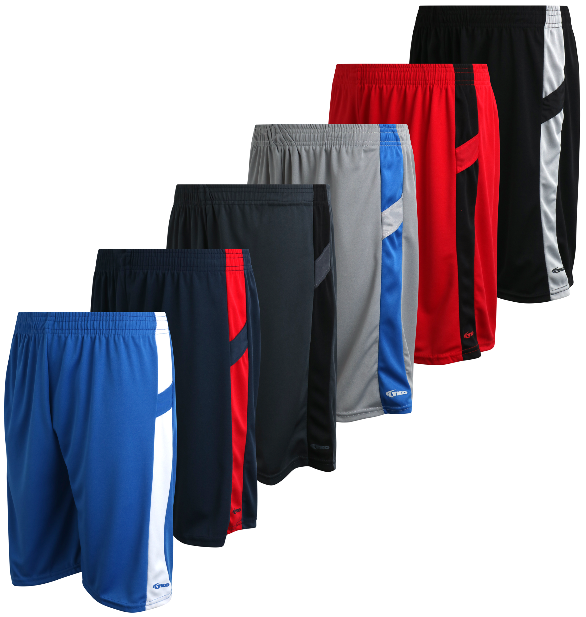 Boys' 6-Pack Mesh Active Athletic Performance Dry Fit Basketball Shorts (8-16)