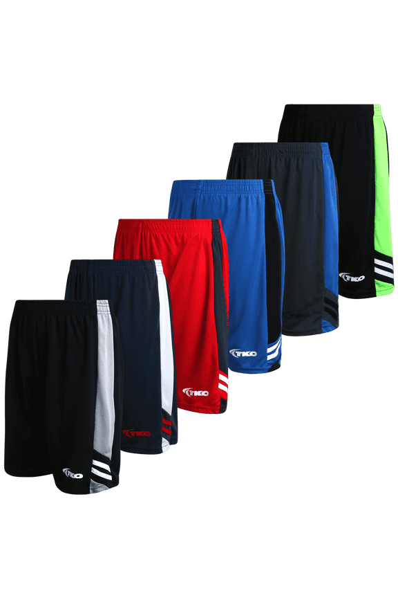 Boys' 6-Pack Mesh Active Athletic Performance Dry Fit Basketball Shorts (8-16)