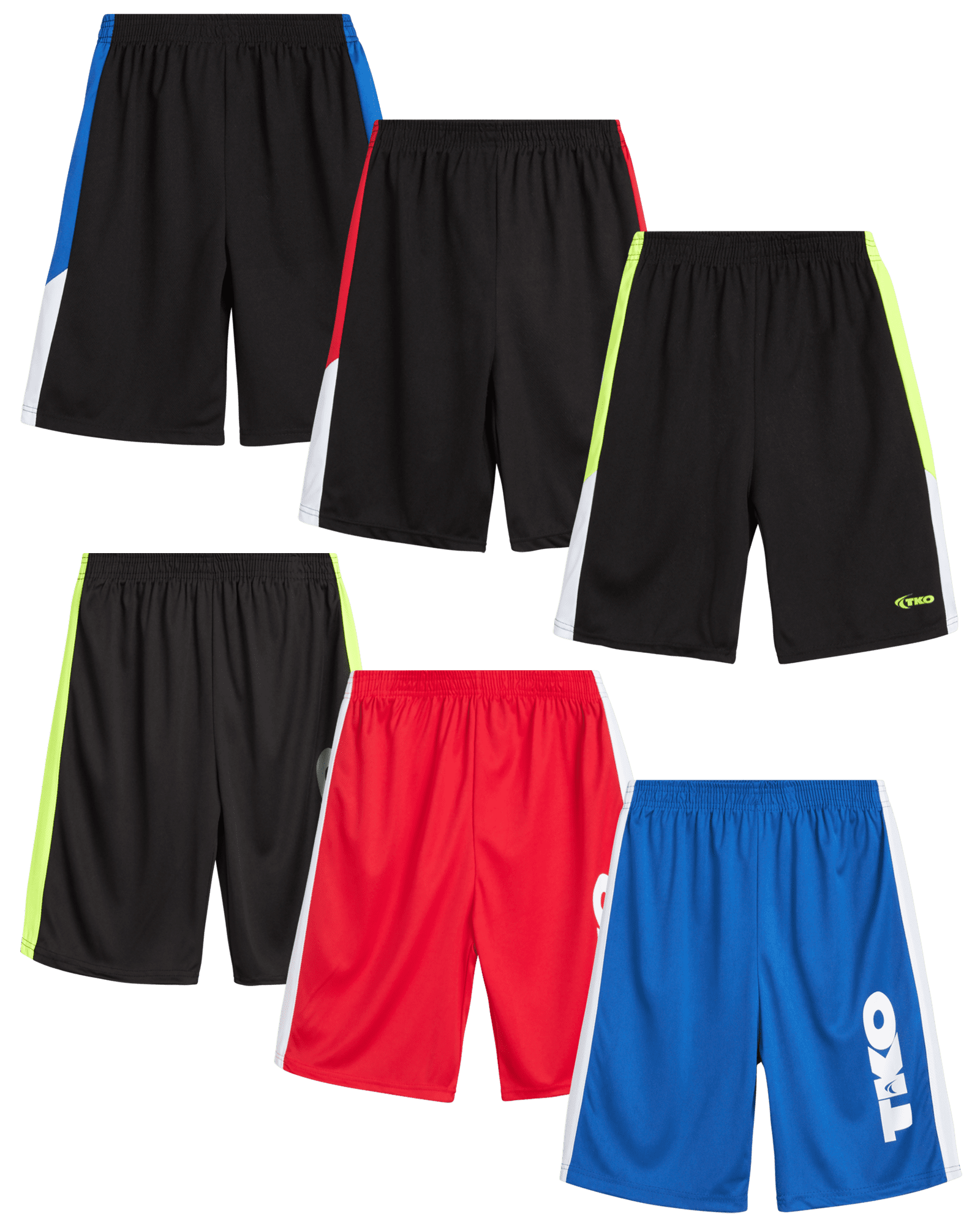 TKO Boys' 6Pack Mesh Active Athletic Performance Dry Fit Basketball