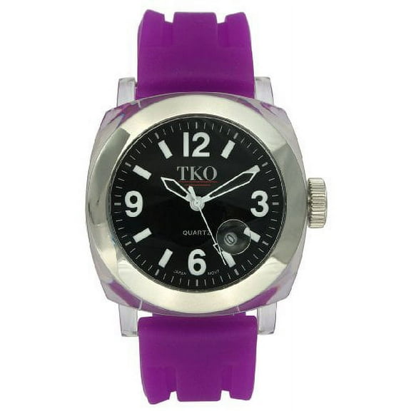 TKO ORLOGI Women's TK508-BPR Milano Plastic Case and Purple Rubber Strap Watch