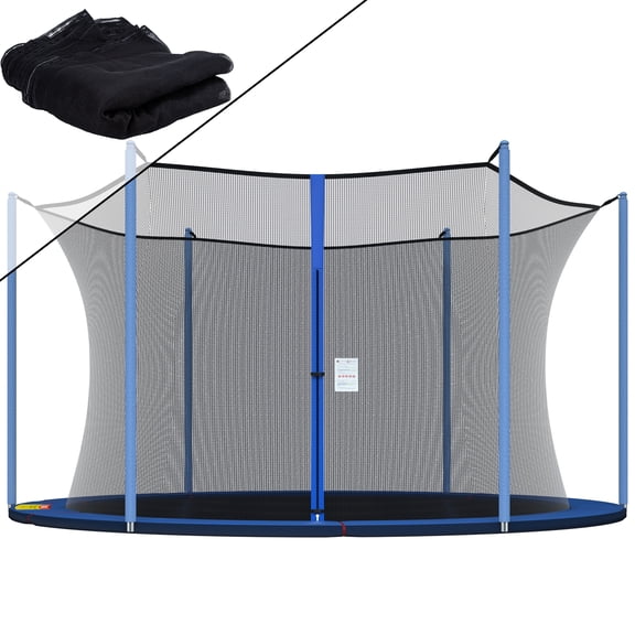 TKOOFN 15 Feet Replacement Trampoline Enclosure Safety Net with Zipper & Buckle Fit for 6 Poles for Kids and Adults (Net Only)