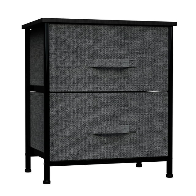 TKOOFN 2 Chest Drawers Dresser, Wood Top Organizer Unit Fabric Drresser ...