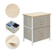 TKOOFN 2-Tier 2 Drawers Infant Fabric, Metal and Wood Drawer Chests, Beige