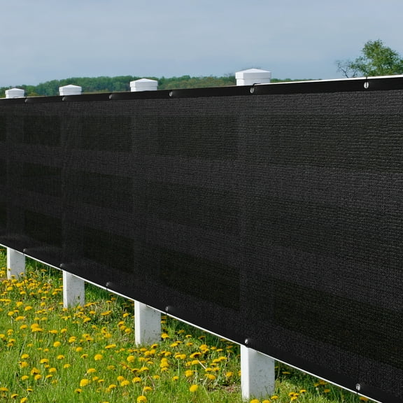 TKOOFN 3'x 50' Black Privacy Fence Screen Windscreen Fence Mesh Fabric Shade Netting Cover Outdoor Patio Garden Net Free Zip Ties