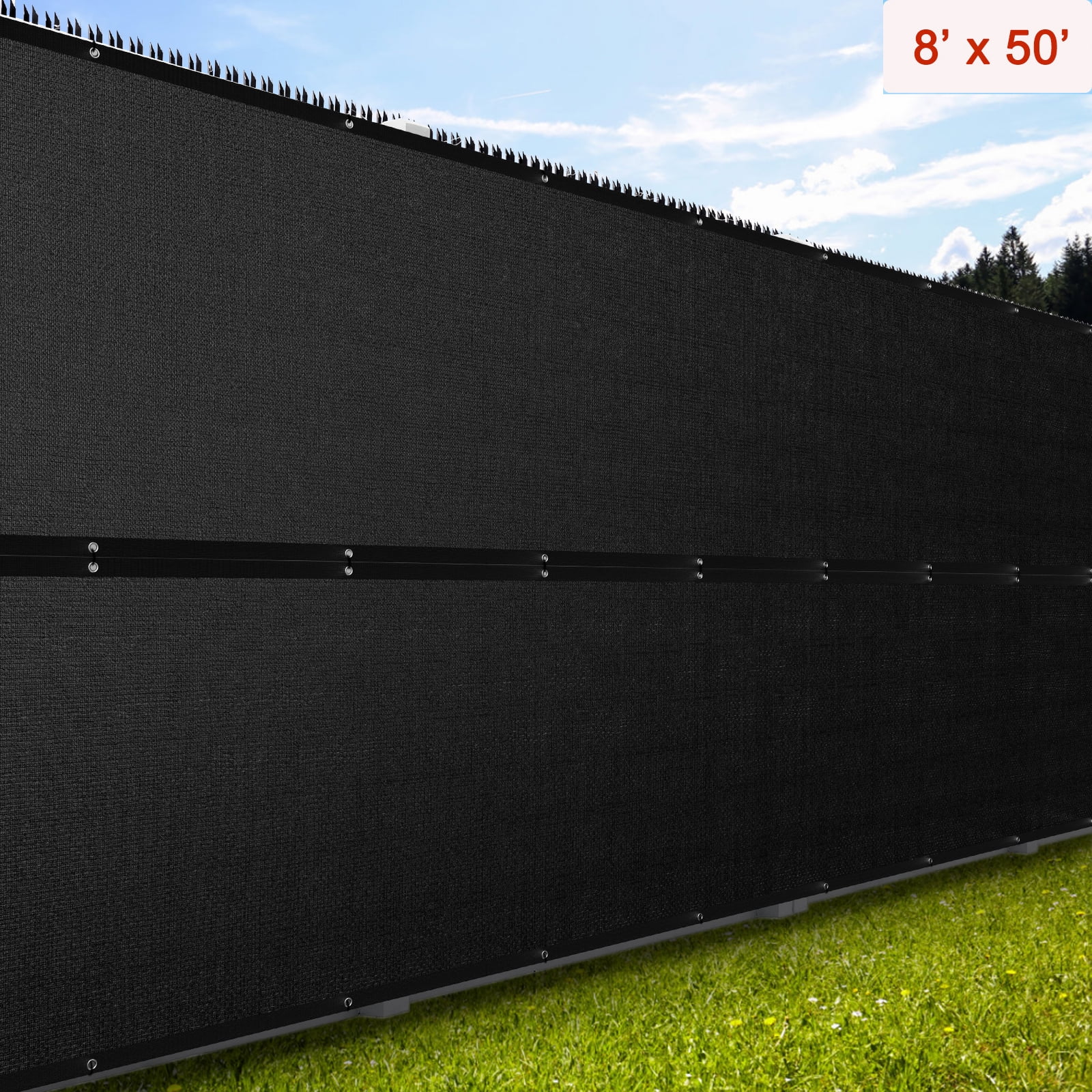 TKOOFN 8' x 50' Outdoor Privacy Fence Screen Mesh Cover for Backyard Deck, Patio, Garden, Pool