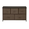 thumbnail image 1 of TKOOFN 2 Tier-5 Drawers Dresser Storage Organizer, Closet Shelves for Bedroom Bathroom, Steel Frame Wood Top with Fabric Bins, Brown, 1 of 8