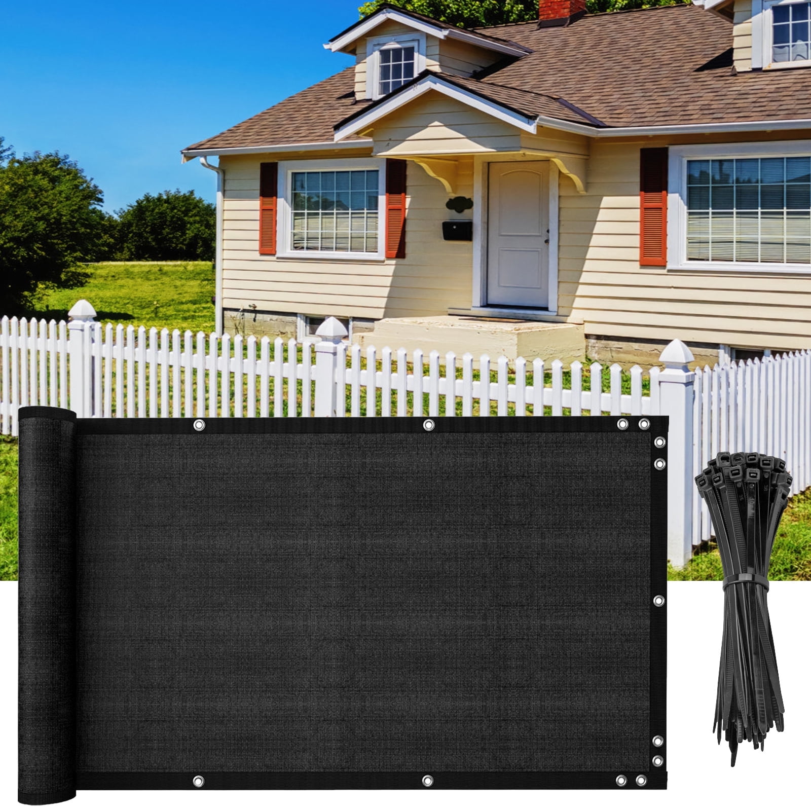 Outdoor Privacy Fence Windscreen - 2ft To 5ft Tall, Various Lengths, 90% Block, Beige HDPE