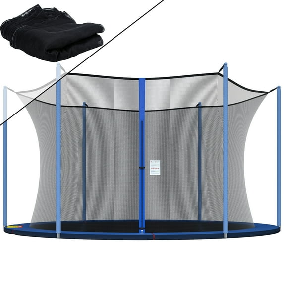 TKOOFN Trampoline Enclosure Safety Net Fence Replacement Mesh with Zipper & Buckle Fit for 6 Poles (Net Only)