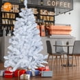 thumbnail image 1 of TKOOFN White Artificial PVC Christmas Holiday Bushy Pine Tree Indoor Outdoor, Includes Stand, 4 ft, 1 of 10